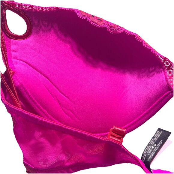Victoria's Secret Pink Push Up Lace Bra 36C Barbiecore - Picture 6 of 6